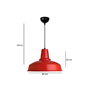 Grand Kırmızı Metal Tekli Avize Sarkıt Salon Mutfak Ofis Cafe Butik Lamba Aydınlatma Avizeler