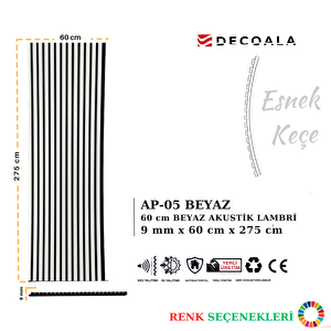 Mdf Ahşap Akustik Duvar Paneli 60 X 275 Cm - Beyaz Beyaz
