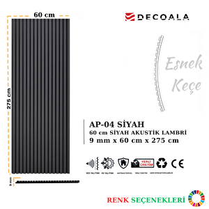 Mdf Ahşap Akustik Duvar Paneli 60 X 275 Cm - Si̇yah Siyah