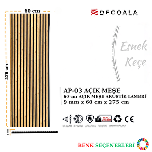 Mdf Ahşap Akustik Duvar Paneli 60 X 275 Cm - Açik Meşe Açık Meşe