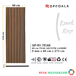 Mdf Ahşap Akustik Duvar Paneli 60 X 275 Cm - Teak Teak