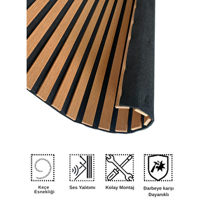 Mdf Ahşap Akustik Duvar Paneli 60 X 275 Cm - Teak Teak