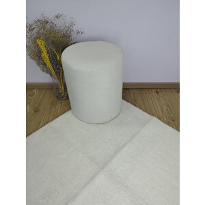 Minimalist Beyaz Havlu Kumaş Puf, Şık Ve Yumuşak Tasarım, Kapı Önü Pufu Ayakucu Pufu ,makyaj Pufu