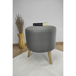 Antrasit Lüksnubuk Kumaş Yuvarlak Puf ,modern Puf ,dekoratif Puf ,kapıönü Pufu ,makyaj