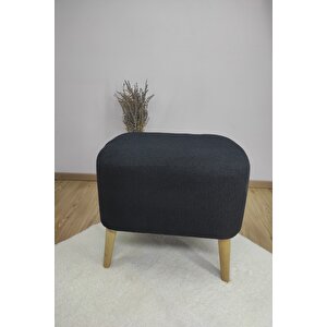 Lajivert Havlu Kumaş Oval Puf , Gürgen Ahşap Ayak Lajivert Kumaş Oval Puf Bench Sandalye