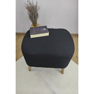 Lajivert Havlu Kumaş Oval Puf , Gürgen Ahşap Ayak Lajivert Kumaş Oval Puf Bench Sandalye