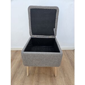 Kare Sandikli Puf,45x45 Keten Sandikli Puf ,gurgen Ayakli Sandikli Puf , Kapiönü Pufu
