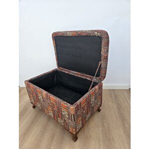 Etnik Desen Sandıklı Puf , Kapı Önü Pufu , Dekoratif Puf , Sandıklı Retro Puf