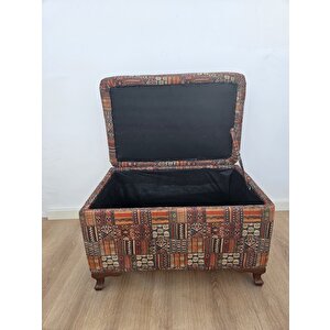 Etnik Desen Sandıklı Puf , Kapı Önü Pufu , Dekoratif Puf , Sandıklı Retro Puf