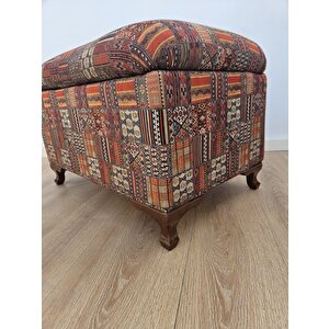 Etnik Desen Sandıklı Puf , Kapı Önü Pufu , Dekoratif Puf , Sandıklı Retro Puf