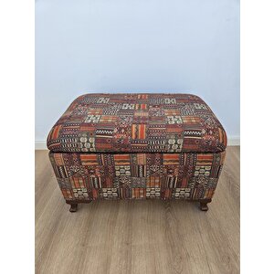 Etnik Desen Sandıklı Puf , Kapı Önü Pufu , Dekoratif Puf , Sandıklı Retro Puf