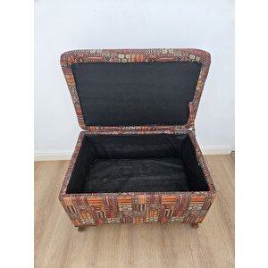 Etnik Desen Sandıklı Puf , Kapı Önü Pufu , Dekoratif Puf , Sandıklı Retro Puf