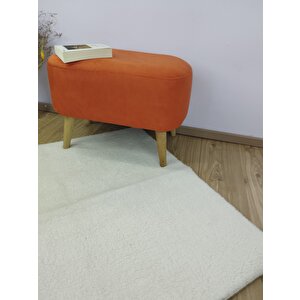 Turuncu Oval Puf , Gürgen Ahşap Ayak Taytüyü Kumaş Oval Puf Bench Sandalye