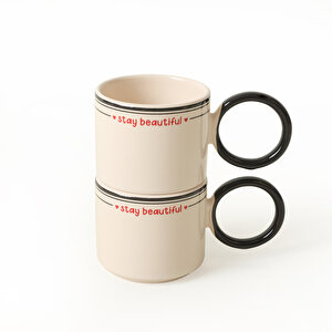 Stayl Beautiful Siyah Stackable Halka Kulplu Fincan 8 Cm 2 Adet