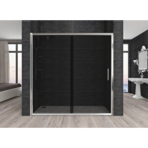 Carmen Temperli 6 Mm Ön Cephe Cam Duşakabin Ultra Parlak Krom Profil Füme Cam 148 cm