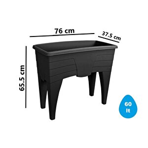 So-ab02 Dekoratif Ayaklı Bahçe Yetiştirme Saksı 60 Litre No 2 Antrasit