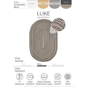 Luke 618 Renkli Oval Paspas Örgü Hasır Kilim Yolluk Dekoratif Mutfak Balkon Banyo Halısı 80x300 cm