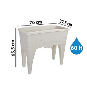 So-ab02 Dekoratif Ayaklı Bahçe Yetiştirme Saksı 60 Litre No 2 Kirli Beyaz