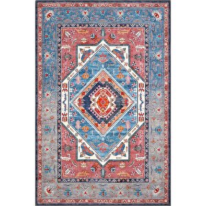 Beylerbeyi By 801 Mavi Renkli Oturma Odası Salon Halısı Makinede Yıkanabilir Şönil Halı 120x180 cm
