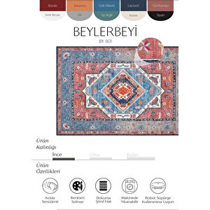 Beylerbeyi By 801 Mavi Renkli Oturma Odası Salon Halısı Makinede Yıkanabilir Şönil Halı 120x180 cm