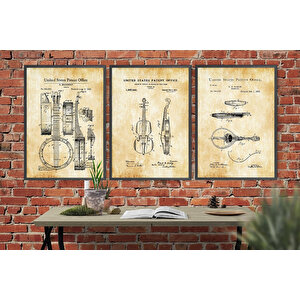 Stringed Instruments Pattent 50*70 Çerçeveli Pano Set