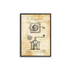 Coffee Vintage Pattent 50*70 Çerçeveli Pano Set