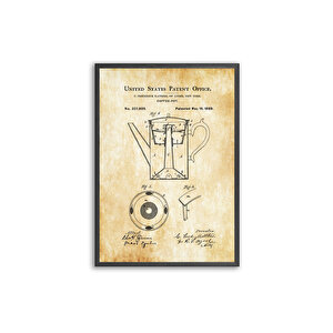 Coffee Vintage Pattent 50*70 Çerçeveli Pano Set
