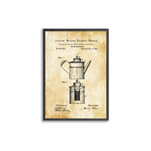 Coffee Vintage Pattent 50*70 Çerçeveli Pano Set