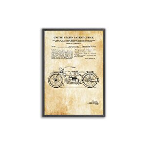 Vintage Motor Pattent 50*70 Çerçeveli Pano Set