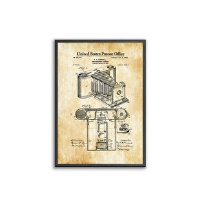 Vintage Camera Pattent 50*70 Çerçeveli Pano Set
