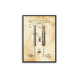 Vintage Sağlık Gereçleri Patent 50*70 Çerçeveli Pano Set