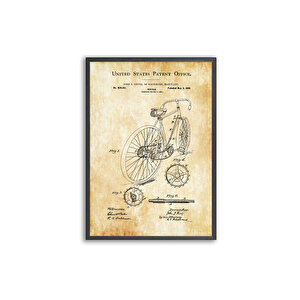Bisiklet Vintage Patent 50*70 Çerçeveli Pano Set