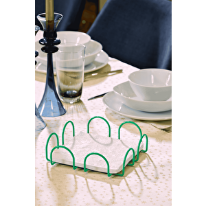 Yılbaşı Yeşil Kare 18 Cm Peçetelik, Kafe, Restoran, Otel, Mutfak Sofra Büyük Boy Peçete - Metal Paslanmaz