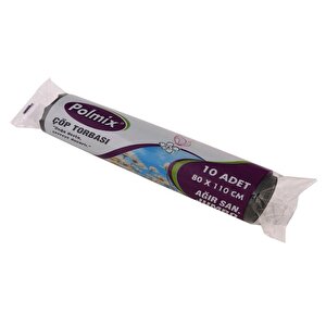 Polmix End Jumbo Ağır Sanayi Çöp Poşeti 80x110cm 10 Rulo 100 Ad 7 Kg Siyah