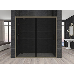 Carmen Temperli 6 Mm Ön Cephe Cam Duşakabin Bronz Profil Füme Cam 134 cm
