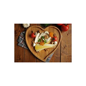 9111 Corazan Kalp Şekilli Bambu Tepsi