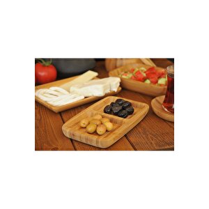 9107 Tek Parça Noemi 2 Bölmeli Bambu Çerezlik