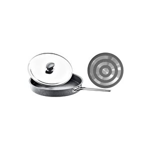 3222 Tek Parça Metal Kapaklı Bio Granit 32x4 Cm, 2,6 Litre Hamsi Tavası Gri