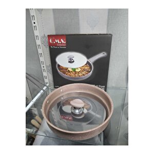 3222 - 2 Parça, Bio Granit, Metal Kapak, 28x4 Cm - 2,0 Litre Balık Tavası S.kahve Gövde, Platin Sap
