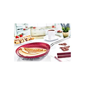 3234 Tek Parça Bio Granit 26 Cm Krep Tavası Kırmızı