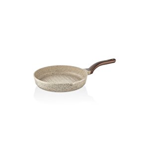 Wave - 3738 - 3 Parça Biogranit, Döküm, Grill Özellikli, Ergonomik Saplı, Tava Seti Kum Beji