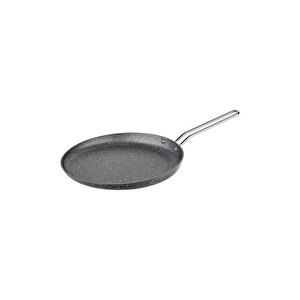 3234 - Tek Parça, Bio Granit, Ergonomik, Yapıştırmaz 24 Cm Krep Tavası Gri Gövde, Platin Detay