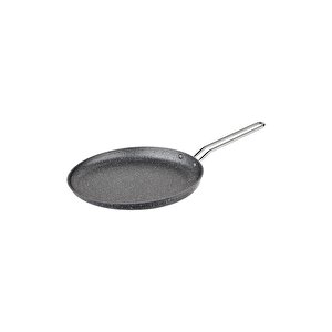 3234 - Tek Parça, Bio Granit, Ergonomik, Yapıştırmaz 24 Cm Krep Tavası Gri Gövde, Platin Detay