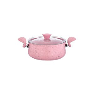 3027 - 6 Parça Biogranit, Ergonomik, Güveç Seti, Pembe Gövde - Pembe Detay