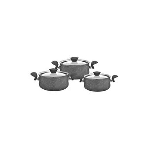 6 Parça Granit Güveç Set Gri Renk