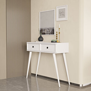 6021 Luna (ahşap Ayakli) Mdf Profi̇l Çerçeveli̇ 2 Çekmeceli̇ Dresuar Beyaz
