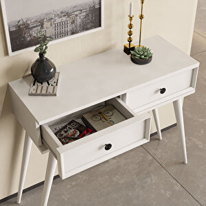6021 Luna (ahşap Ayakli) Mdf Profi̇l Çerçeveli̇ 2 Çekmeceli̇ Dresuar Beyaz