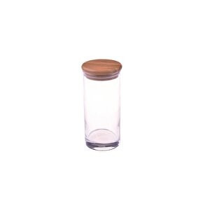 9141 2 Parça Bella Bambu Kapaklı 6,5x14 Cm Saklama Kavanozu