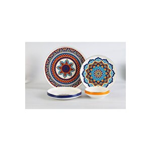 11159 - Tanzanite - 24 Parça, Etnik, Modern, Çağdaş Tasarımlı 1. Sınıf Porselen Yemek Takımı