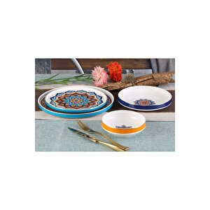 11159 - Tanzanite - 24 Parça, Etnik, Modern, Çağdaş Tasarımlı 1. Sınıf Porselen Yemek Takımı